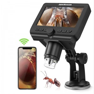 Draadloze digitale microscoop 1000X vergrotingen met 4,3 inch scherm 8 led-verlichting voor iPhone Android Windows Kids Student en Adult Kits