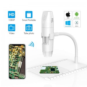WiFi-microscoop 50X tot 1000X draadloze digitale microscoop, flexibele arm-observatiestandaard met 1080P HD 2.0 MP 8 LED-camera, mini-handmicroscoop voor Android iOS PC